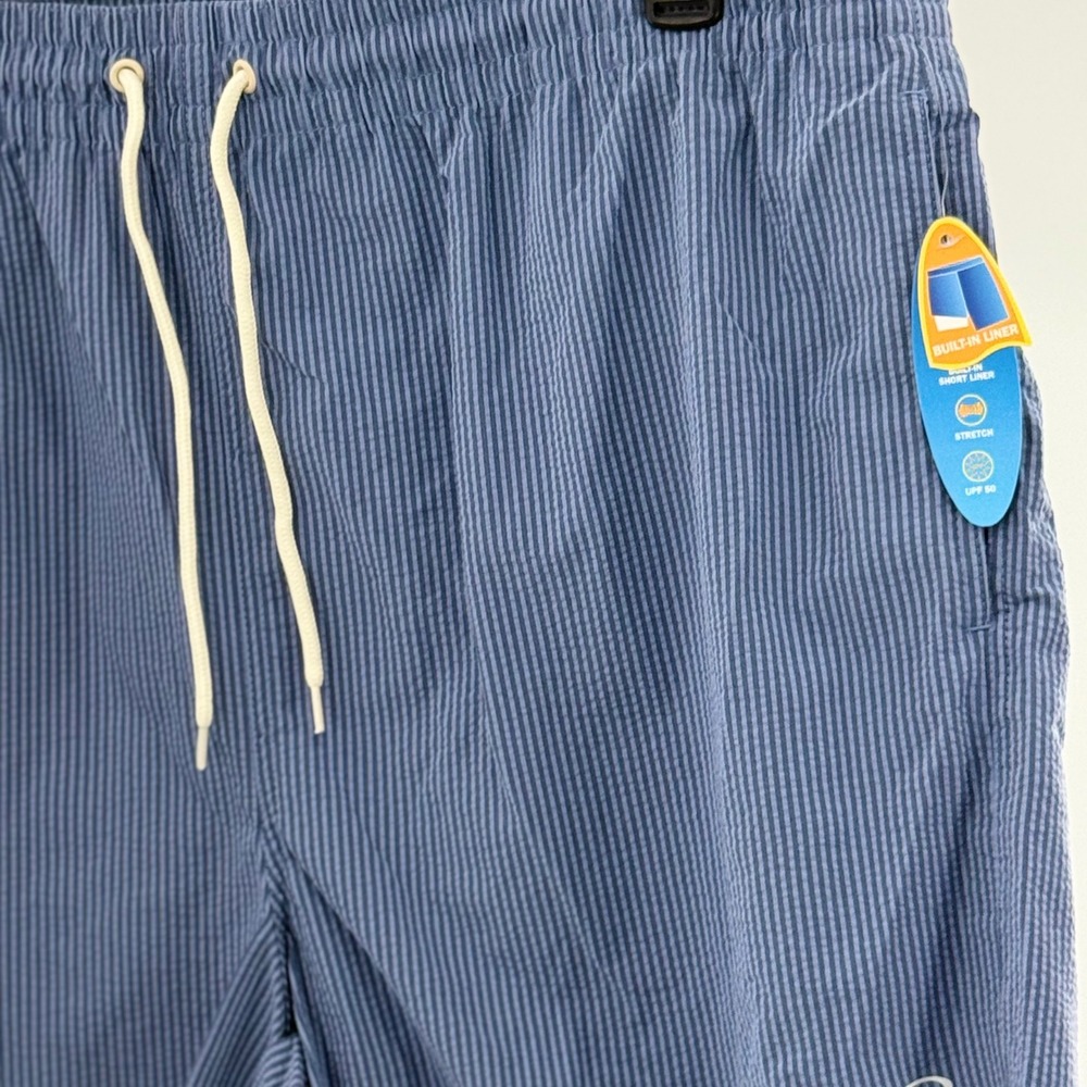 Wave Zone Seersucker Swim Trunks Built-In Liner Stretch XXL UPF 50 Coastal Beach